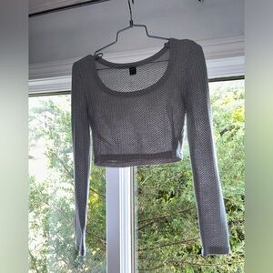 🔥SHEIN Gray Fitted Crop Blouse